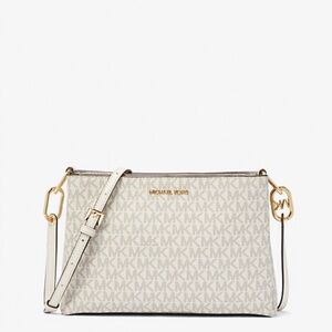 NWT MK Signature Canvas Pattern Crossbody; Cream & Gold